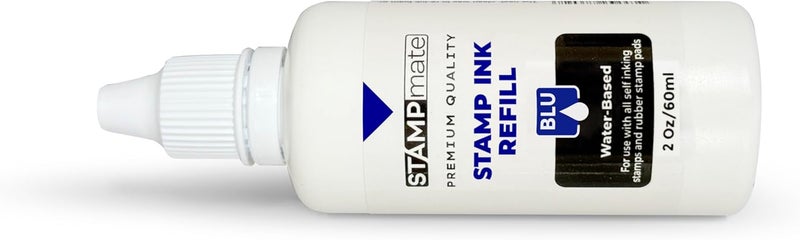 Stampmate حبر تعبئة متميز لختم ذاتي الحبر وألواح الختم - زجاجة 2 أونصة (أزرق) - Image 3